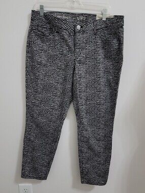 Ann Taylor Loft 31/12 Curvy Skinny Pockets Black & White Print Ladies Pants EUC